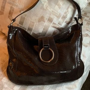 Authentic Furla chocolate leather shoulder bag